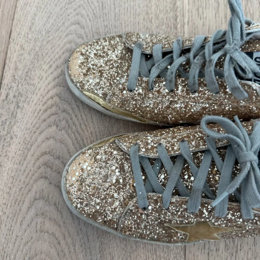 Golden Goose Superstar Low-Top Gold Glitter Sneaker 38 - Picture 6 of 10